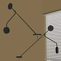 Modern Indoor Wall Lamp with Black Metal Arm Circular Shade Soft Lighting and Window Blinds