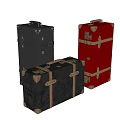 Vintage Style Luggage Set with Black Red and Dark Gray Suitcases