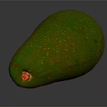 Whole Fresh Green Avocado With Yellow Speckles On Its Surface Close Up