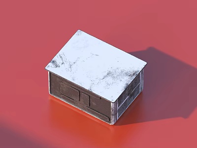 Small House Shaped Daily Necessities Storage Box With White Roof Brown Body And Red Background 3d model