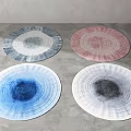 Modern Round Rugs With Colorful Gradient Patterns In Blue Pink Gray White 3d model