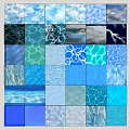 Abstract Blue White Textured Square Wall Decor With Various Pattern Panels 3d model