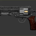 Vintage Revolver With Metallic Body Red Grip And Detailed Industrial Design