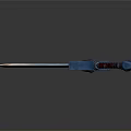 Fantasy Sword With Metallic Blade Red Hilt And Blue Decorative Design