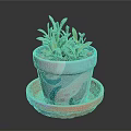 Colorful Decorative Flower Pot With Saucer And Green Succulent Plants