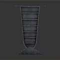 Dark Gray Vertical Multi Tiered Shelf With Storage Compartments And Base
