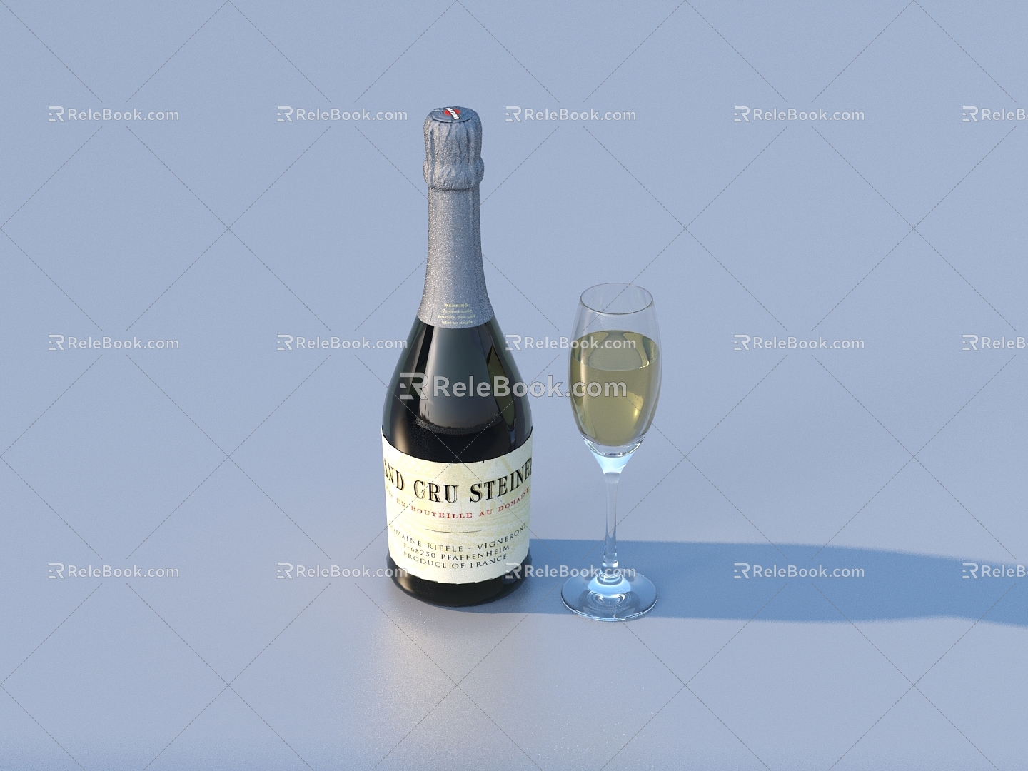 Wine Glass Wine Whisky Wine Wine Glass Bottle 3d model