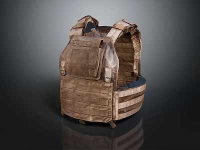 Brown Tactical Vest with Multiple Pockets and Adjustable Straps for Outdoor Use 3d model