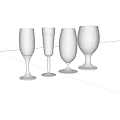 Different Types of Wine Glasses Including Empty and Filled Champagne Flute on