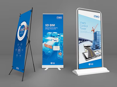 IMVO 5D BIM Construction Control Center Billboard With Building And Bridge Design 3d model