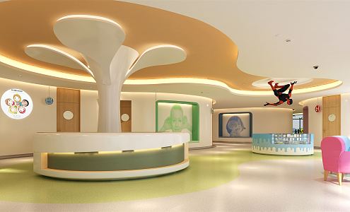 Modern Front Desk Training Institutions Front Desk Hall Space 3d model