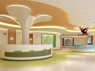 Modern Front Desk Training Institutions Front Desk Hall Space 3d model