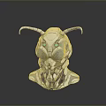 Detailed Mechanical Character And Insectoid Creature With Silver Head Green Eyes And Antennae