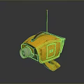 Yellow Vintage Portable Computer With Antenna Lens And Carrying Handle