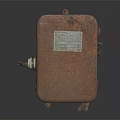 Rusty Metal Equipment Box With Label And Latches On Reflective Surface 3d model