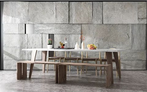 Nordic Dining Table and Chair Combination 3d model