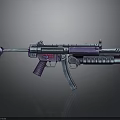 Modern Submachine Gun With Purple Grip Stock And Silver Barrel Reflective Surface