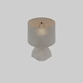 Modern Table Lamp With Geometric Concrete Base And Linen Fabric Shade