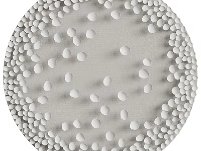 Elegant Decorative Ornament Set With Circular Design White Raised Dots On Light Gray Fabric Texture 3d model