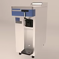Commercial Beverage Dispenser With White Blue Stand Up Design And Drip Tray