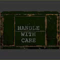 Green Worn Military Storage Crate With White Triangular Marks Metal Straps And Text 3d model