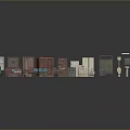 Colorful Furniture Models With Different Styles Including Cabinets Chairs Tables And Shelves On Gray Background