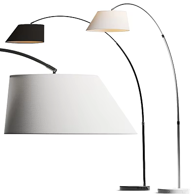 Modern Minimalist Floor Lamp With Arched Pole And White Black Shades For Home Decor 3d model