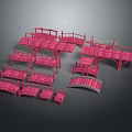 Pink Scene Components Collection Featuring Various Bridges And Platforms Design