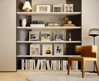 Modern Bookcase Italian Bookcase Modern Bookshelf Study Chair Modern Book Chair 3d model