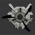 Heavy Duty Industrial Mechanical Device With Circular Rotary Structure White Frame And Black Blades