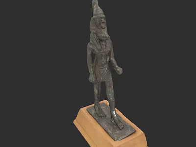 Artistic Ancient Egyptian Style Standing Figure Sculpture Carving With Wooden Base 3d model