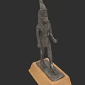 Artistic Ancient Egyptian Style Standing Figure Sculpture Carving With Wooden Base