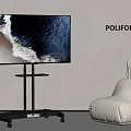 Poliform TV On Floor Stand With Rabbit Shaped Bean Bag Chair In Interior