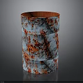 Cylindrical Industrial Equipment Featuring Blue White Exterior and Red Spots Interior Design