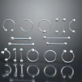 Shiny Silver Body Piercing Jewelry With Multiple Hoop Rings And Bar Studs