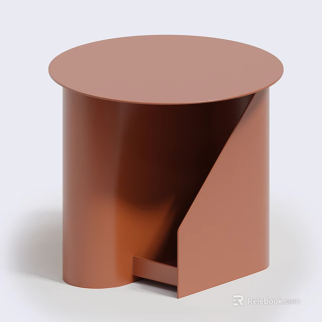 Modern Minimalist Brown Round Accent Table With Cylindrical Base Unique Cut Design For Interior Decor 3d model 