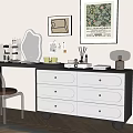Black And White Dressing Table With Drawers Table Lamp And Decorations In Bedroom