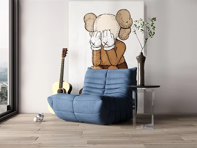 Modern Lazy Sofa Single Sofa Side Decorative Painting Guitar 3d model
