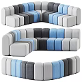 Modern Multi Person Sofa With Blue Gray White Modular Curved Sections Design 3d model