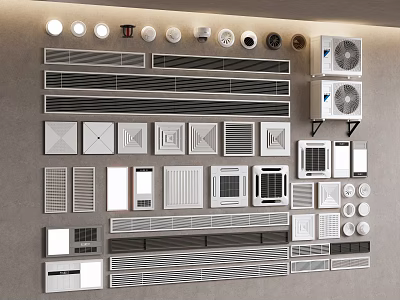 Various Air Conditioner Vents Grilles Panels and Designs for Home Interior 3d model