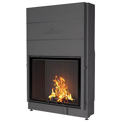 Modern Black Fireplace Featuring Sleek Metal Design and Burning Flames in Contemporary Living Room 3d model