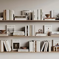 Minimalist Books And Magazines Display On Wooden Shelves With Decorative Items In Modern Interior