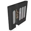 Modern Black Entryway Cabinet and Side Cabinet With Glass Doors and Golden Floral Patterns