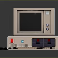 Classic Vintage IBM Computer Setup With CRT Monitor Keyboard And Retro Design