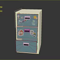 Blue Chest Of Drawers Featuring Multiple Drawers And Decorative Cartoon Stickers