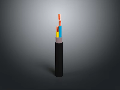 High Quality Multicore Electrical Cable With Black Sheath And Colorful Inner Cores 3d model