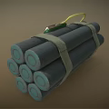 Dangerous Weapon Dynamite Bundle With Green Control Panel Red Buttons And Yellow Handle 3d model