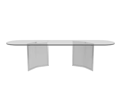 Elegant Modern Transparent Glass Table With Curved Metal Support Structures 3d model