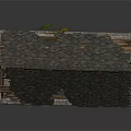 Old Abandoned Stone Cottage Model With Broken Tile Roof Stone Walls Arched Windows And Vines