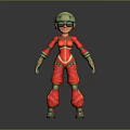Action Game Movie Character In Red Outfit With Green Helmet And Goggles
